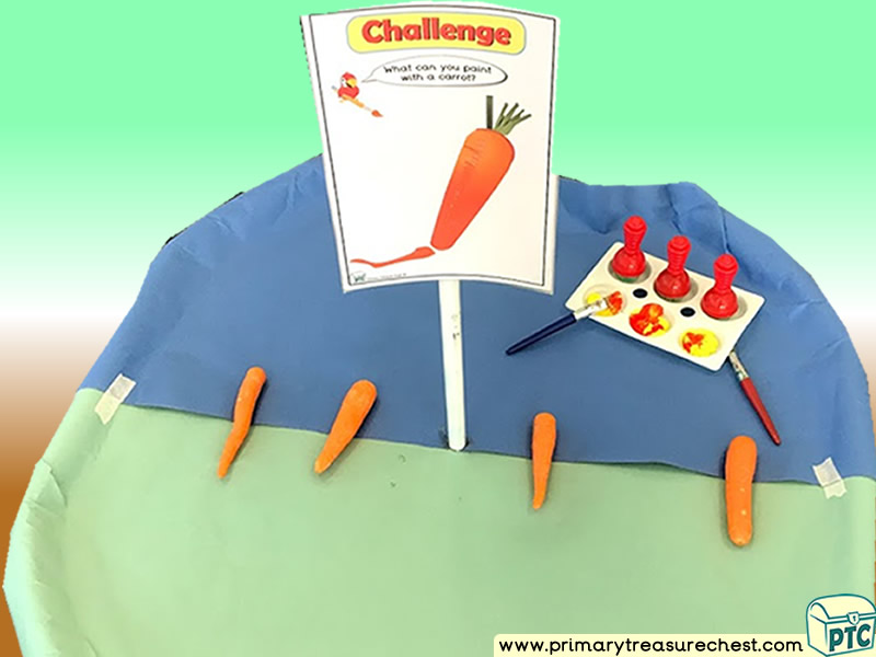 Farm - Farm Foods - Carrots - Harvest Themed Mark Making Letter Formation Multi-sensory Poster Paints Tuff Tray Ideas and Activities